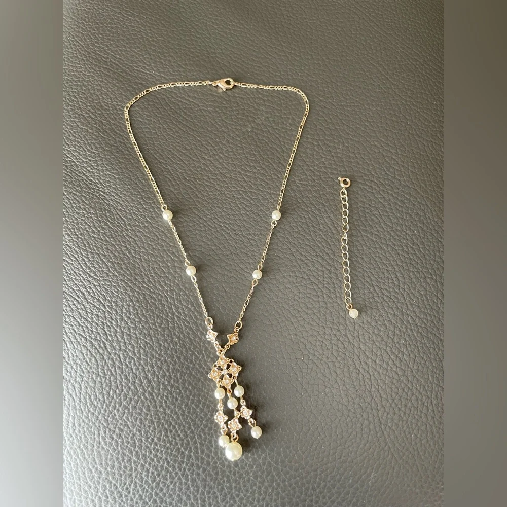 Signed NWT Vintage Gold Pearl Drop Necklace - Picture 12 of 15